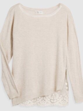 RD STYLE SWEATER WITH LACE TRIM